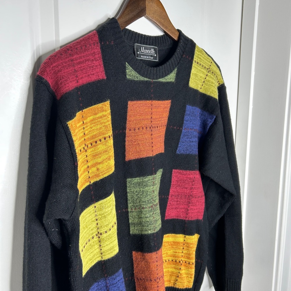 Grandpa Sweater Norm Thompson Vintage Colorblock Wool Blend Size S
